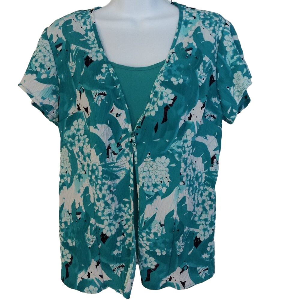 Laura Scott Floral Print Top w/Attached Tank